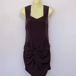 All Saints Dress “Eveline” Twisted Drape Cocoa Mini Dress Sz 0 Excellent…